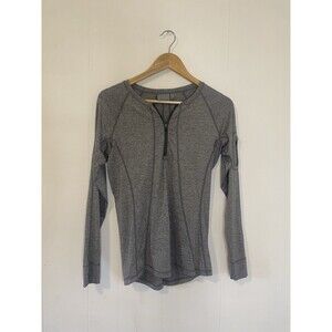 Athleta Pacifica UPF 1/4 Zip Pullover Fitted Top Heather Gray Pocket Sz Medium